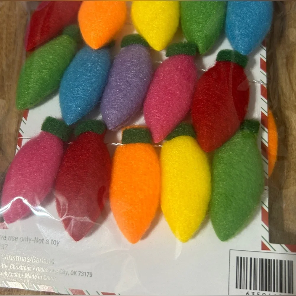 My Little Christmas Mini Garland Christmas Lights Felt/Fabric 6 feet NEW